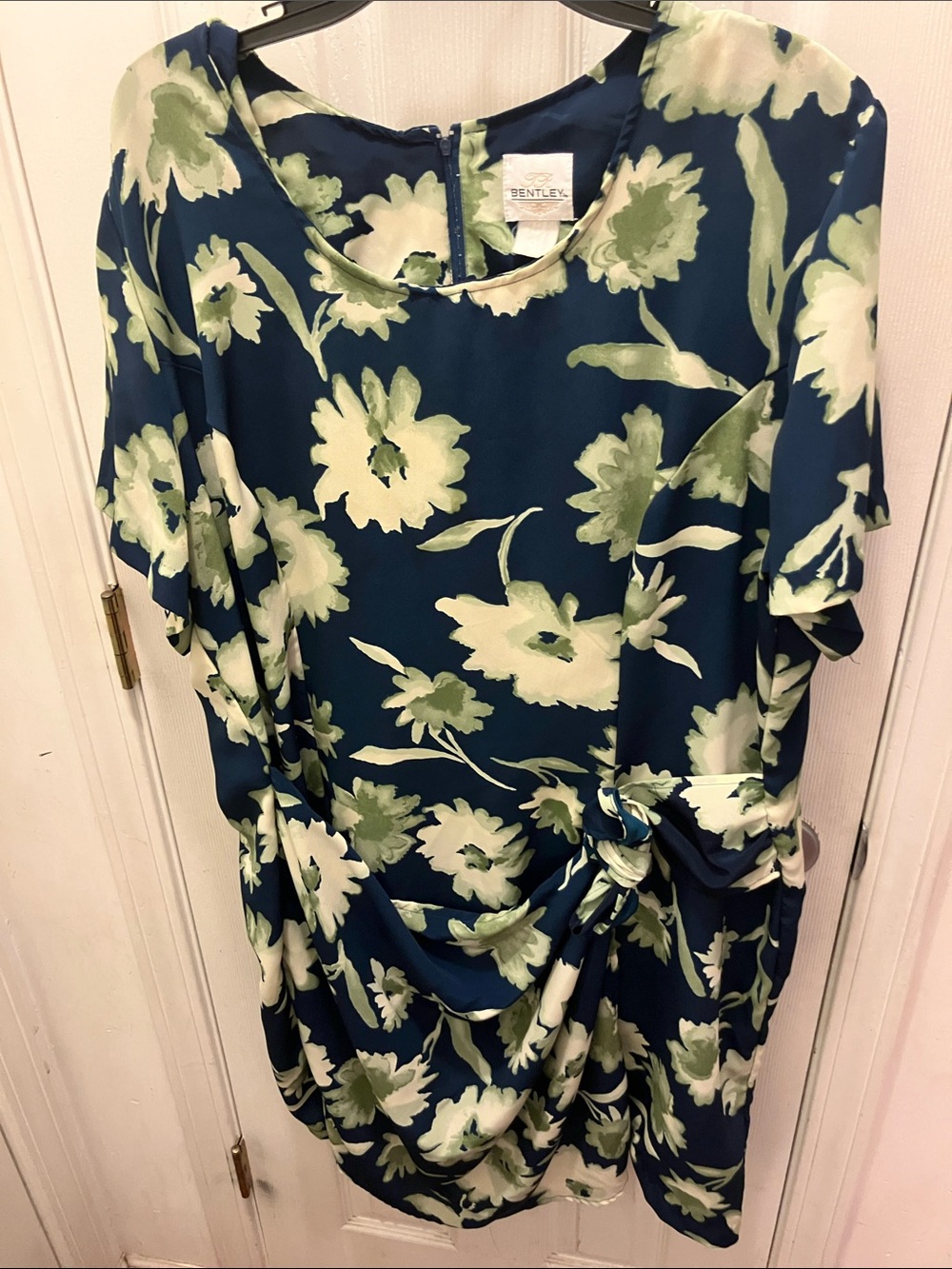 Bentley Navy Floral Knot-Front Women's Dress